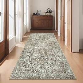 Cekene Boho Teppich Läufer Flur Grün 80x200cm