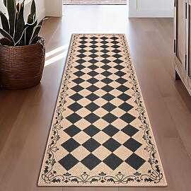 Cekene Teppich Läufer Flur Schwarz 80X200cm Boho