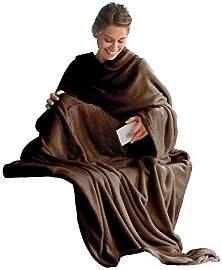 CelinaTex TV-Decke mit Ärmeln und Fußtasche