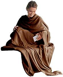 CelinaTex TV-Decke mit Ärmeln und Fußtasche