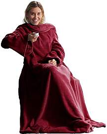 CelinaTex TV-Decke mit Ärmeln und Fußtasche