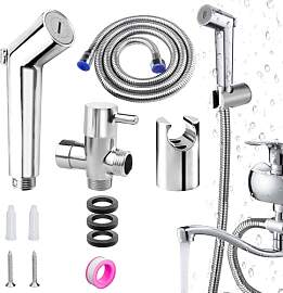 cersaty 4 Stück Bidet Handbrause Silber mit 1