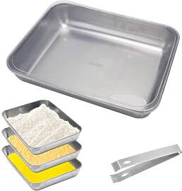 CEWROM 3-teiliges Panierschalen-Set aus Edelstahl, 