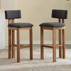 chairus Barhocker 2er Set Leinen, Barstühle Holz