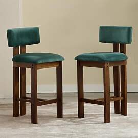 chairus Barhocker 2er Set Samt, Barstühle Holz