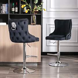 chairus Barhocker 2er Set Samt, Barstuhl
