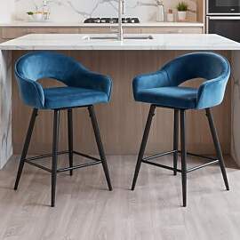 chairus Barhocker 2er Set Samt Barstuhl Küche,