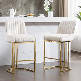 chairus Barhocker 2er Set Samt, Barstuhl mit Lehne 