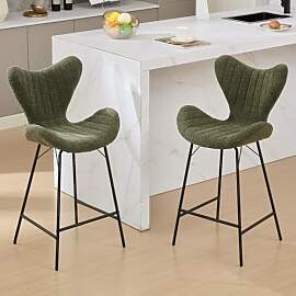 chairus Barstuhl 2er Set Chenille Barhocker mit