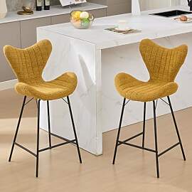 chairus Barstuhl 2er Set Chenille Barhocker mit