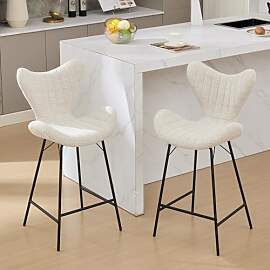chairus Barstuhl 2er Set Chenille Barhocker mit