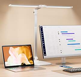 CHARYJOD Doppelkopf Schreibtischlampe LED Dimmbar, 