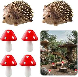 ChAusa 6 Stück Igel Deko Garten Harz, 2 Igel und