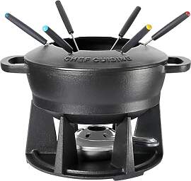 Chef Cuisine Gusseisen Fondueset, Fondue-Topf und