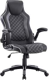 Chefsessel Regina Grau/Schwarz Lederlook