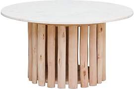 Chehoma Couchtisch in Eukalyptusholz beige, rund - 