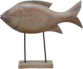 Chehoma Fischfigur aus beigem Holz, Dekoration -