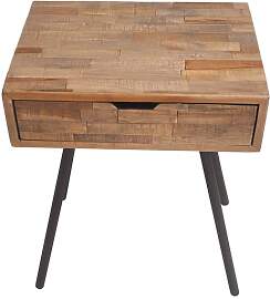 Chehoma Nachttisch aus Teak beige, 1 Schublade,