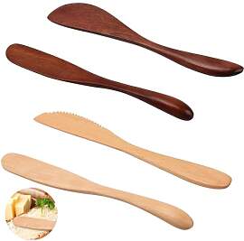 Cheynn 4 Stück Holz Buttermesser, Butterspatel