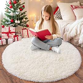 Chicnix Hochflor Teppich Rund 160 cm, Teppich
