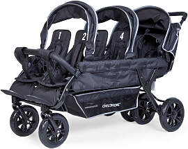 Childhome Geschwisterwagen, Schwarz, 163x85x107