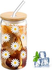 Chingcoo Glas Trinkbecher Mit Deckel Und