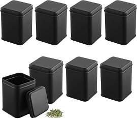 CHUIFAI 8 Stück Metall Teedose Schwarz Eckig,