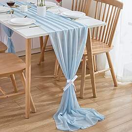 CHUQING Chiffon Tischläufer Hellblau Azurblau