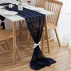 CHUQING Tischläufer Chiffon Hochzeit Blau 3m