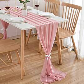 CHUQING Tischläufer Rosa 3m Chiffon Pink Hochzeit 