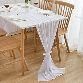 CHUQING Tischläufer Weiß Chiffon Tischläufer