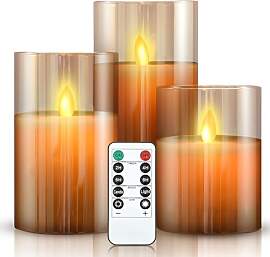 cimetech Flammenlose 3 Led Kerzen Glas mit