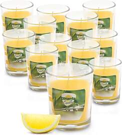 Citronella Duft Kerze im Glas 6 x 5 cm - 12 Stück 