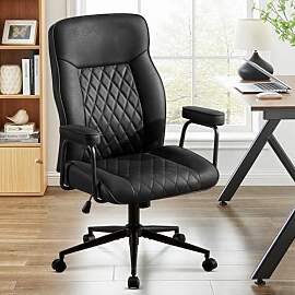 Ckaff Bürostuhl Ergonomisch, PU Leder Chefsessel, 
