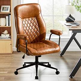 Ckaff Bürostuhl Ergonomisch, PU Leder Chefsessel, 