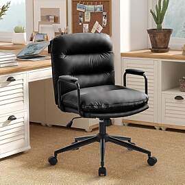 Ckaff Homeoffice Stuhl, Bürostuhl aus PU Leder,