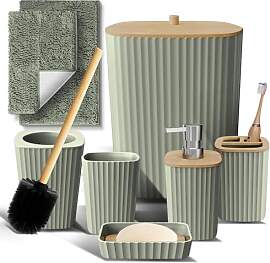 Clara Clark Badezimmer-Set – Salbeigrün