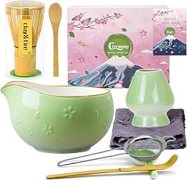 Clay&Fire Matcha Set, 9 Teiliges Matcha Besen