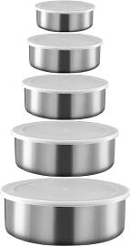 Cleminsta Edelstahl Schüssel mit Deckel, 5er-Set