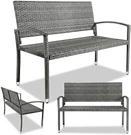 Clevich Gartenbank Rattan Wetterfest, 2 Sitzer