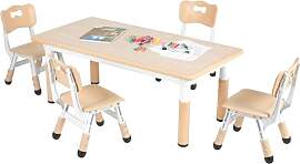 Clevich Kindertisch mit 4 Stühlen, Tisch Stuhl