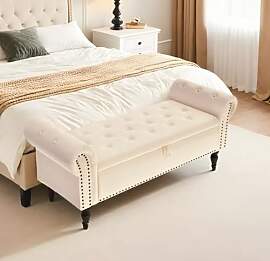 Clevich Sitzbank mit Stauraum 133cm, Samtmaterial, 