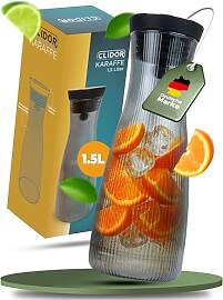 CLIDOR Wasserkaraffe mit Deckel - 1,5 L, edler