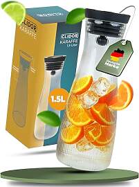 CLIDOR Wasserkaraffe mit Deckel - 1,5 L, edles