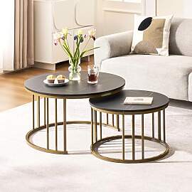 CLIPOP Rund Couchtisch 2er Set,Satztisch mit