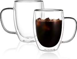 CNGLASS 350ml/12oz Doppelwandige Kaffeegläser 2er 