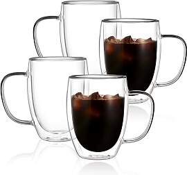 CNGLASS 350ml/12oz Doppelwandige Kaffeegläser 4er 