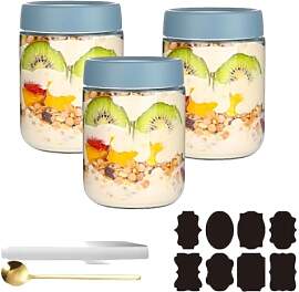 CNKHDZ 3 Stück Overnight Oats Gläser,Overnight