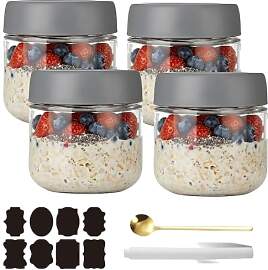 CNKHDZ 4 Stück Overnight Oats Gläser,Overnight