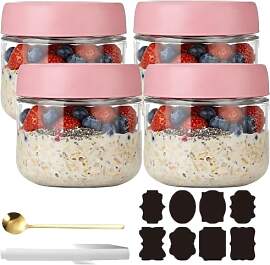 CNKHDZ 4 Stück Overnight Oats Gläser,Overnight